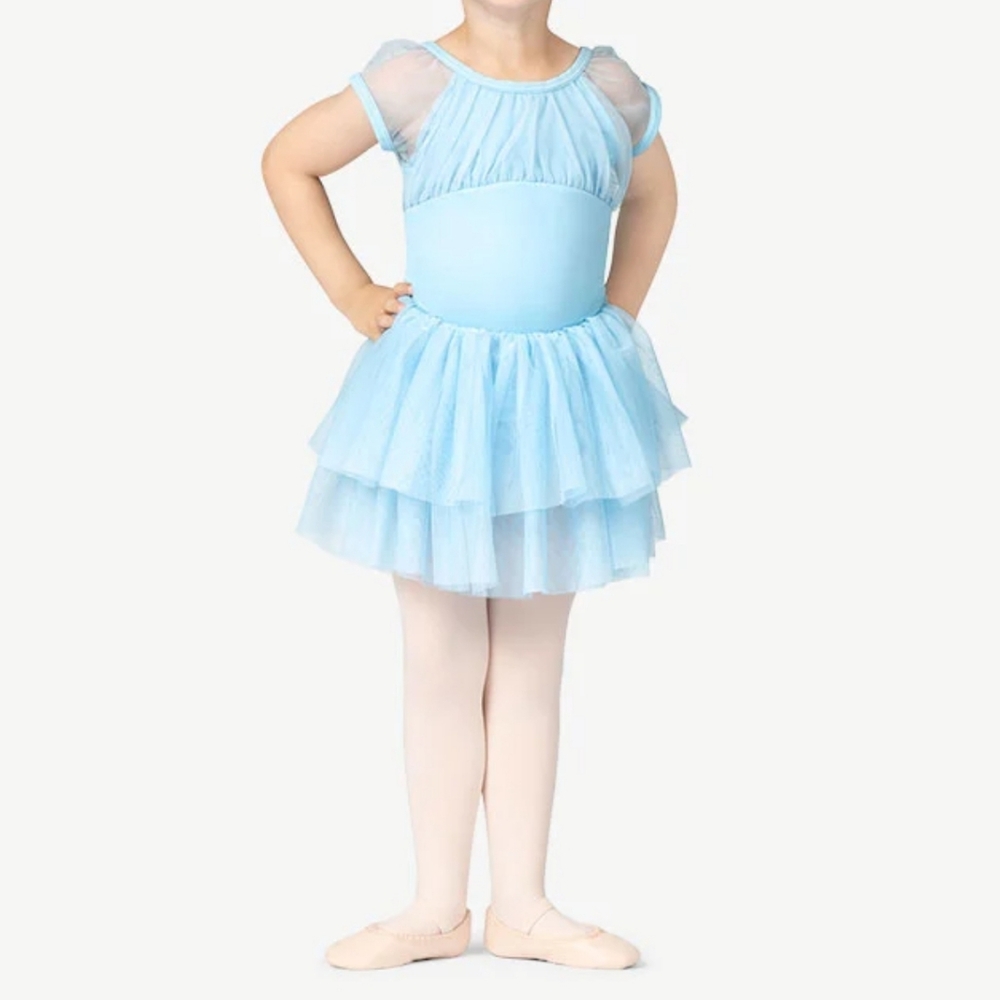Theatricals Tutu Dress Leotard S Small Light Blue Skirted Mesh Dance Lined New